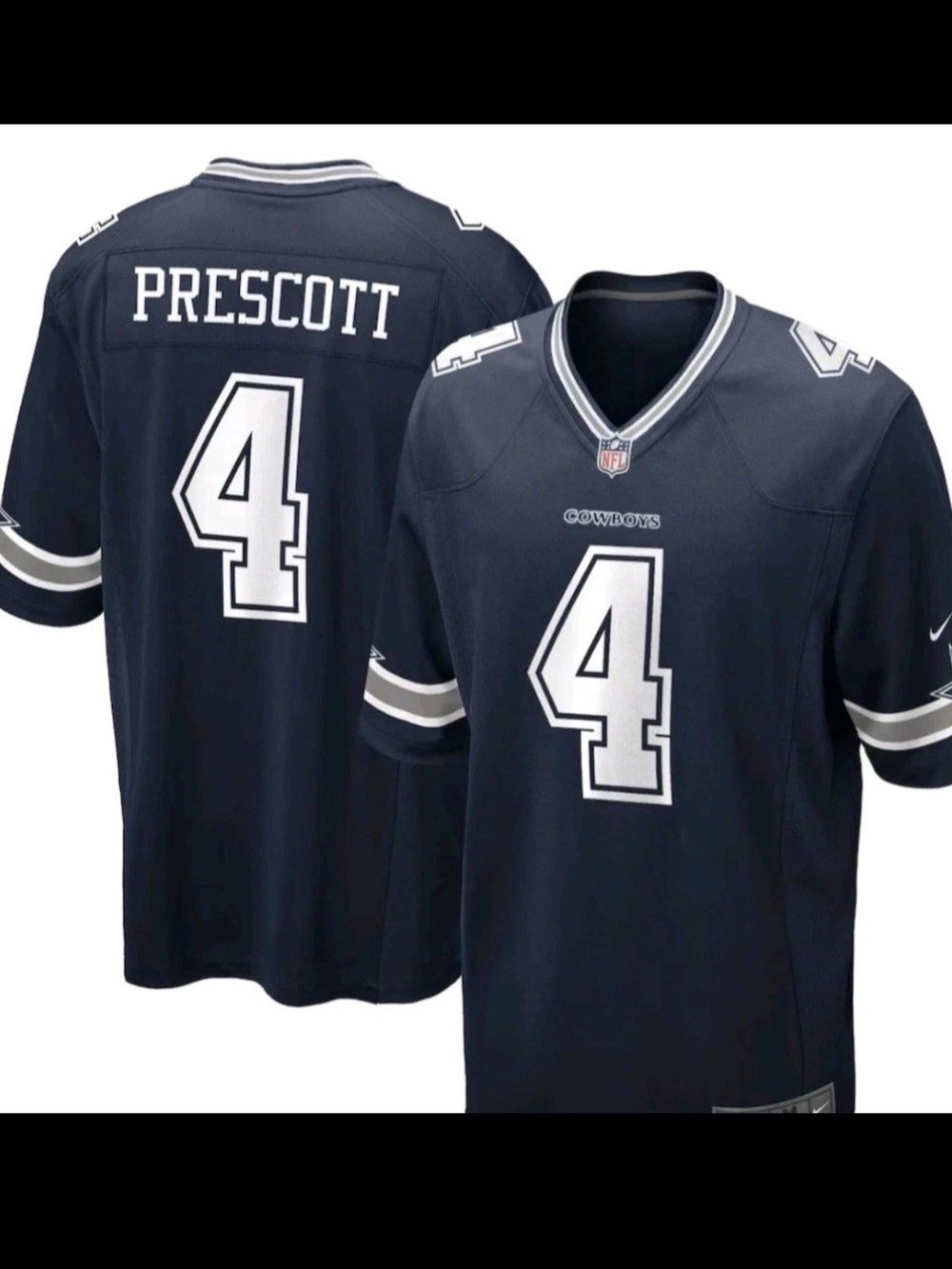 NWT Nike NFL Dallas Cowboys Prescott #4 in Navy and White Men's Jersey. Size XL